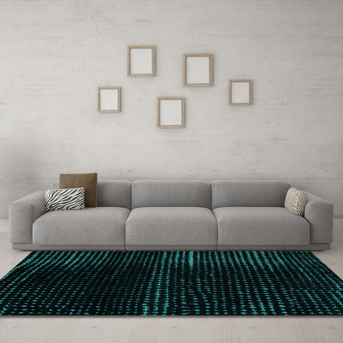Machine Washable Abstract Turquoise Modern Area Rugs in a Living Room,, wshabs4392turq