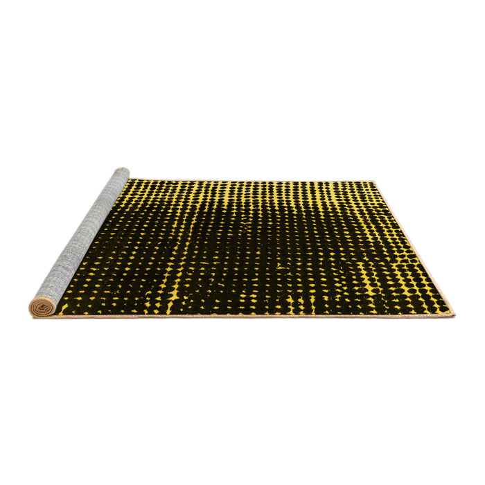 Sideview of Machine Washable Abstract Yellow Modern Rug, wshabs4393yw