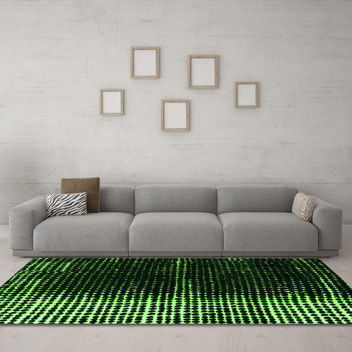Machine Washable Abstract Green Modern Area Rugs in a Living Room,, wshabs4393grn
