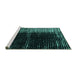 Sideview of Machine Washable Abstract Turquoise Modern Area Rugs, wshabs4393turq