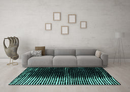 Machine Washable Abstract Turquoise Modern Area Rugs in a Living Room,, wshabs4393turq