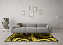 Machine Washable Abstract Yellow Modern Rug in a Living Room, wshabs4393yw