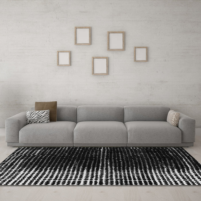Machine Washable Abstract Gray Modern Rug in a Living Room,, wshabs4393gry