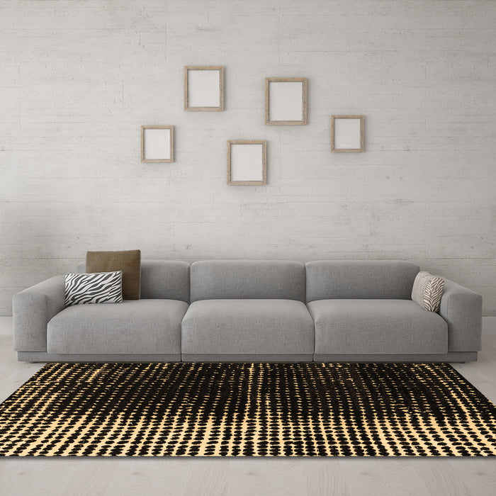 Machine Washable Abstract Brown Modern Rug in a Living Room,, wshabs4393brn