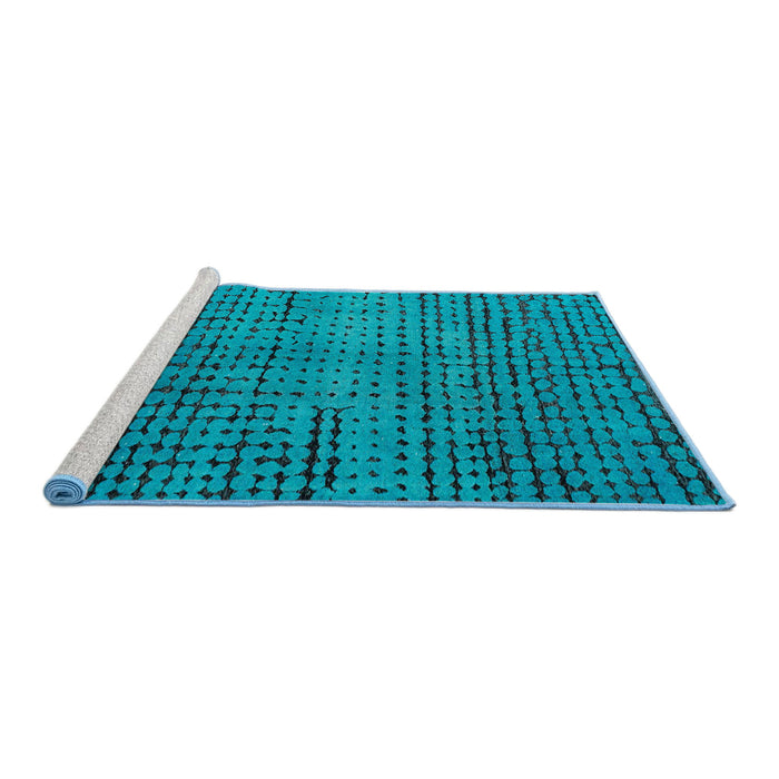 Sideview of Machine Washable Abstract Aqua Cyan Blue Rug, wshabs4394