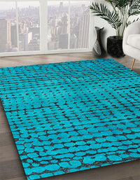 Abstract Aqua Cyan Blue Modern Rug, abs4394