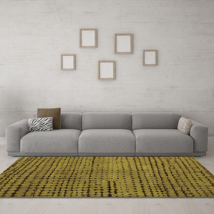 Machine Washable Abstract Orange Modern Area Rugs in a Living Room, wshabs4394org