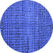 Round Abstract Blue Modern Rug, abs4394blu