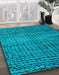 Abstract Aqua Cyan Blue Modern Rug in Family Room, abs4394