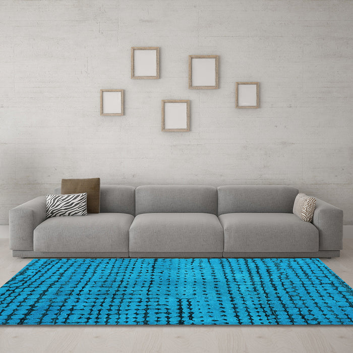 Machine Washable Abstract Light Blue Modern Rug in a Living Room, wshabs4394lblu