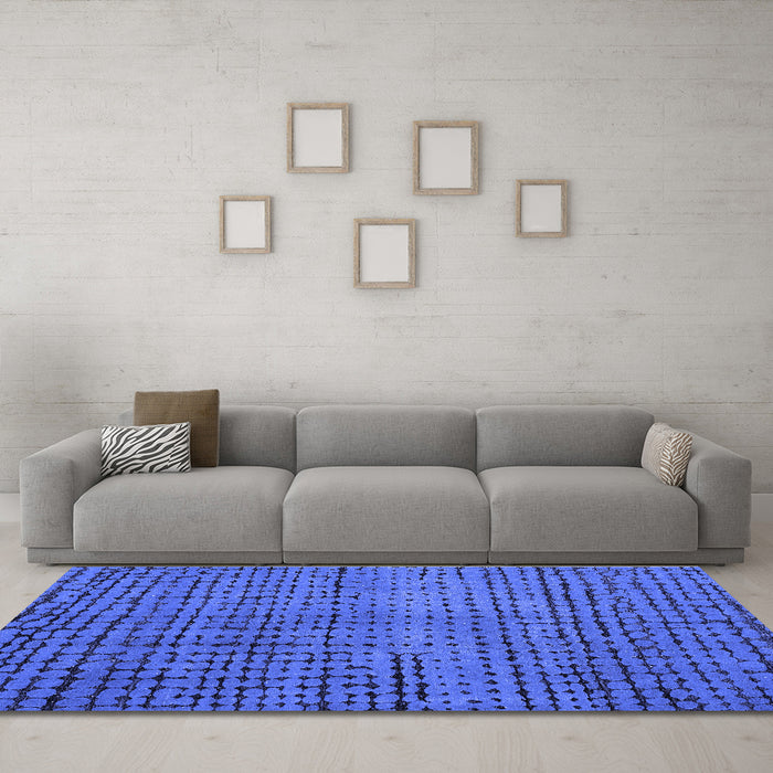 Machine Washable Abstract Blue Modern Rug in a Living Room, wshabs4394blu