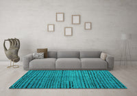 Machine Washable Abstract Turquoise Modern Rug, wshabs4394turq