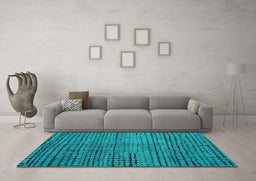 Machine Washable Abstract Turquoise Modern Area Rugs in a Living Room,, wshabs4394turq