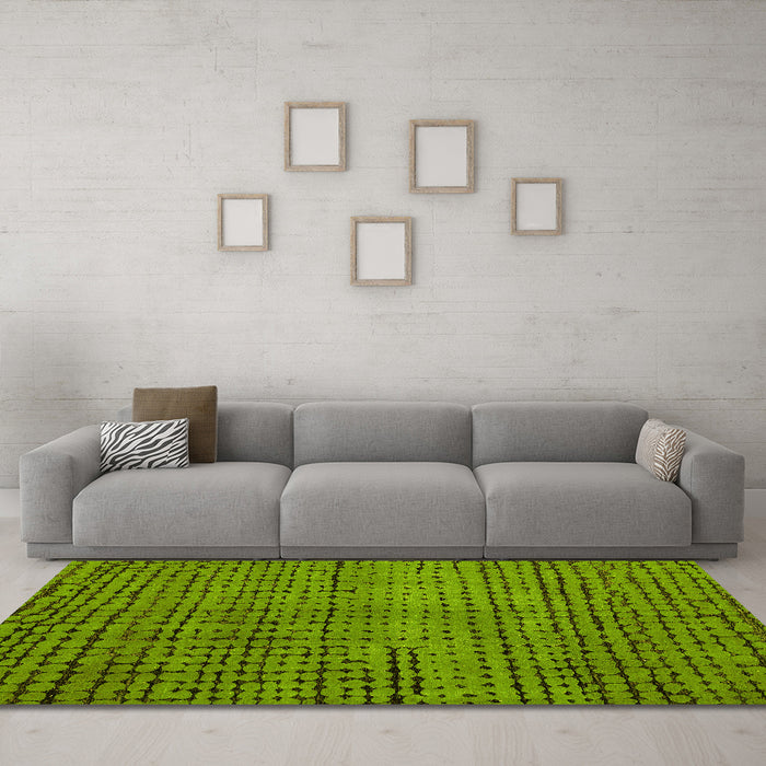 Machine Washable Abstract Yellow Modern Rug in a Living Room, wshabs4394yw