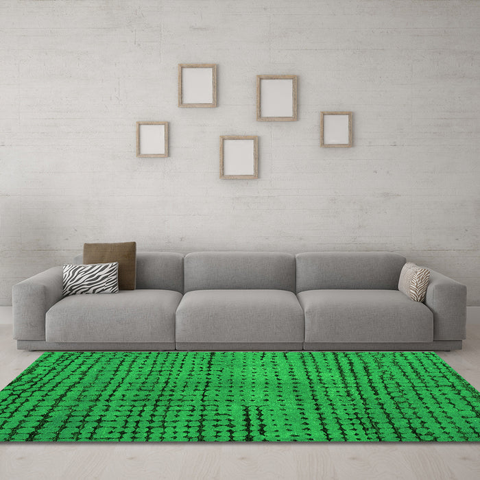 Machine Washable Abstract Green Modern Area Rugs in a Living Room,, wshabs4394grn