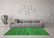 Machine Washable Abstract Emerald Green Modern Area Rugs in a Living Room,, wshabs4394emgrn