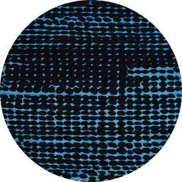 Round Machine Washable Abstract Black Rug, wshabs4395