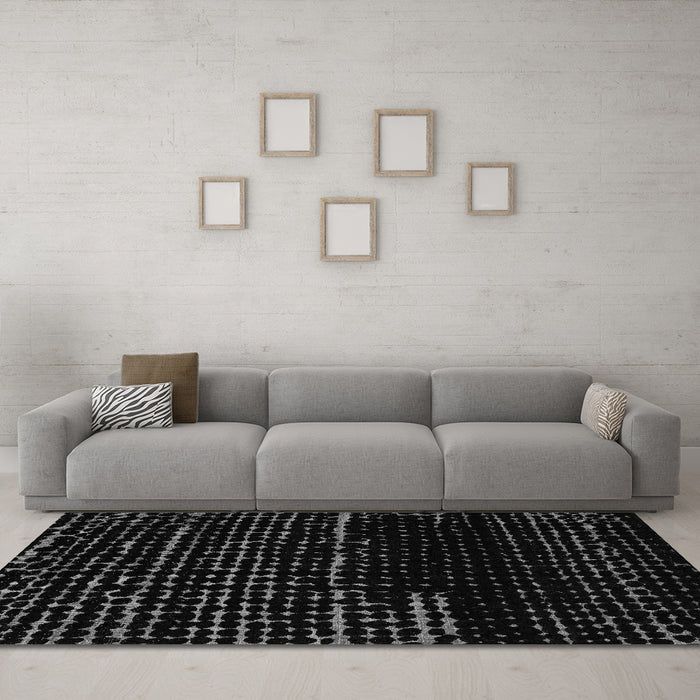Machine Washable Abstract Gray Modern Rug in a Living Room,, wshabs4395gry