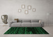 Machine Washable Abstract Green Modern Area Rugs in a Living Room,, wshabs4395grn