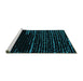 Sideview of Machine Washable Abstract Turquoise Modern Area Rugs, wshabs4395turq