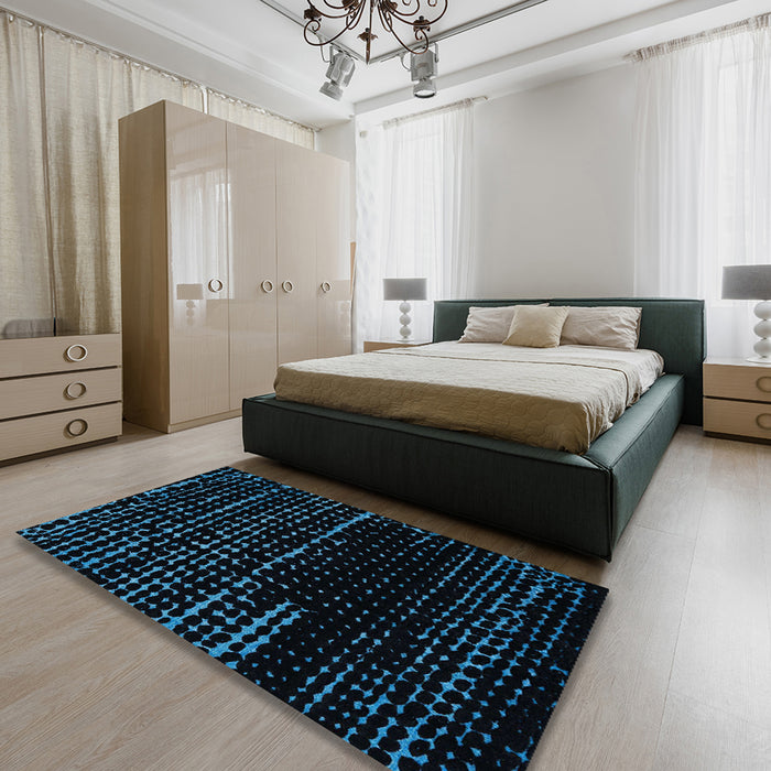 Machine Washable Abstract Black Rug in a Bedroom, wshabs4395