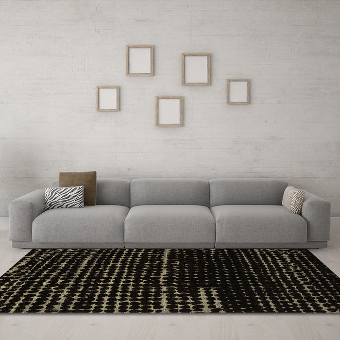 Machine Washable Abstract Brown Modern Rug in a Living Room,, wshabs4395brn
