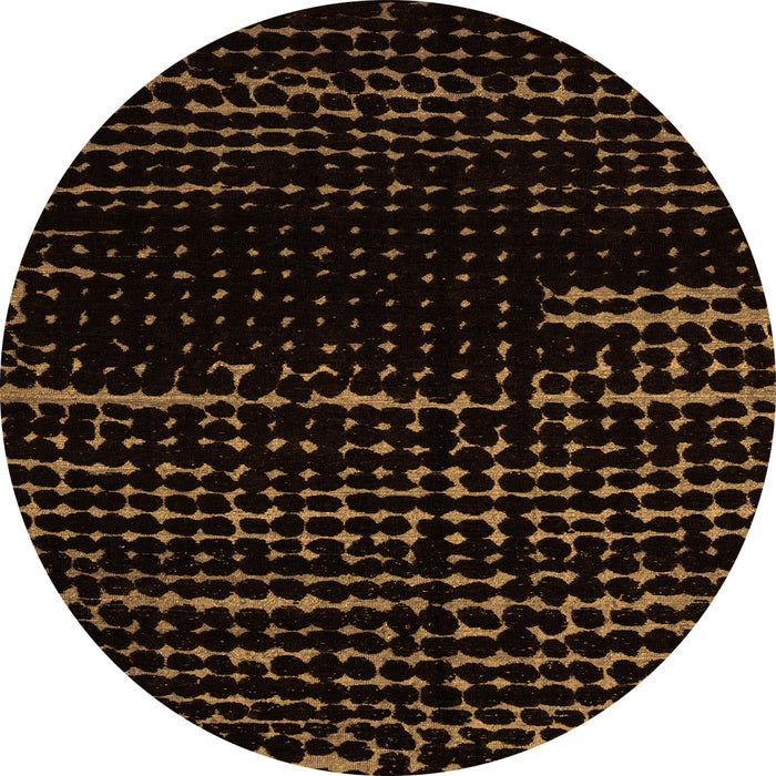 Round Machine Washable Abstract Orange Modern Area Rugs, wshabs4395org