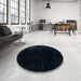 Round Machine Washable Abstract Black Rug in a Office, wshabs4396