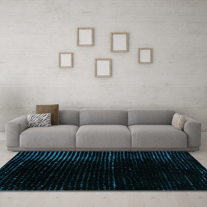 Machine Washable Abstract Turquoise Modern Area Rugs in a Living Room,, wshabs4396turq