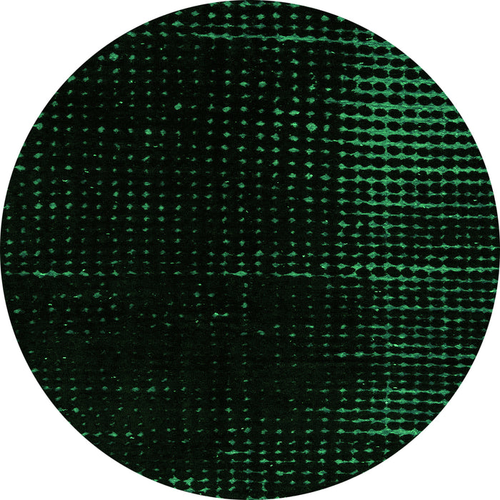 Round Machine Washable Abstract Green Modern Area Rugs, wshabs4396grn