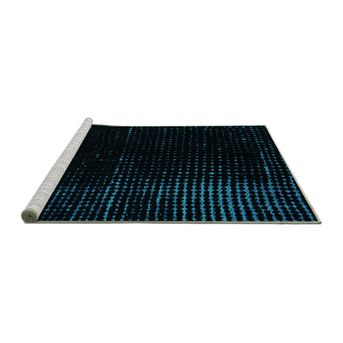 Sideview of Machine Washable Abstract Turquoise Modern Area Rugs, wshabs4396turq
