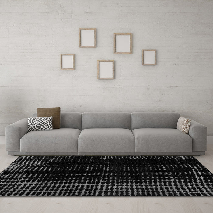 Machine Washable Abstract Gray Modern Rug in a Living Room,, wshabs4397gry