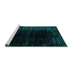 Sideview of Machine Washable Abstract Turquoise Modern Area Rugs, wshabs4397turq