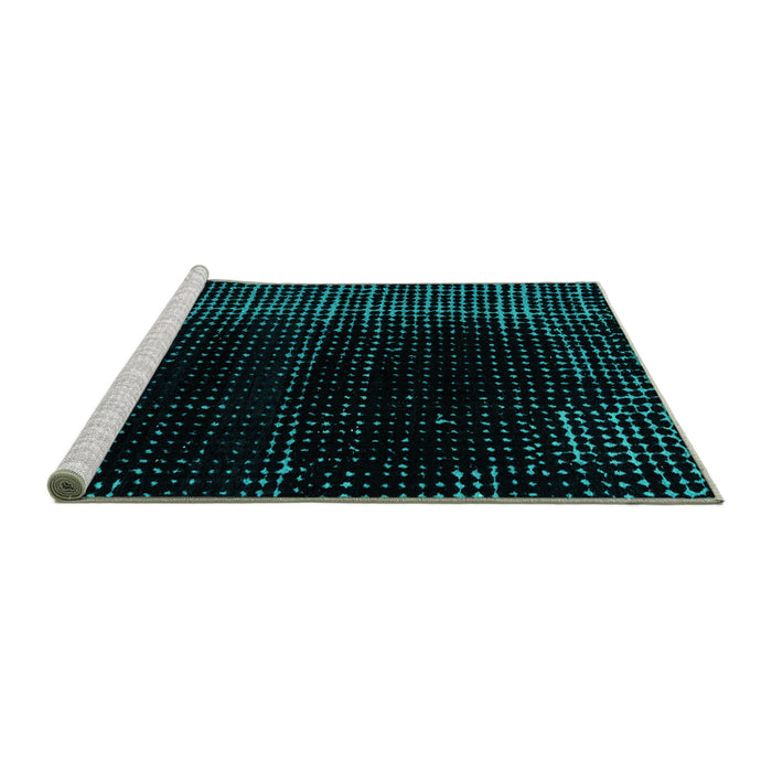 Sideview of Machine Washable Abstract Turquoise Modern Area Rugs, wshabs4397turq