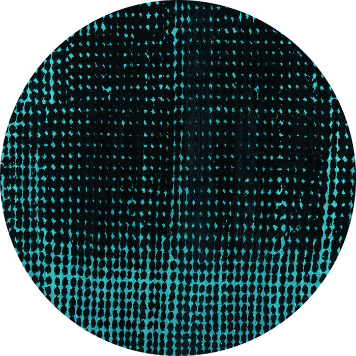 Round Abstract Turquoise Modern Rug, abs4397turq