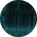 Round Abstract Turquoise Modern Rug, abs4397turq