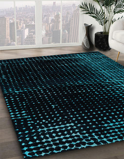 Machine Washable Abstract Medium Teal Green Rug in a Family Room, wshabs4397