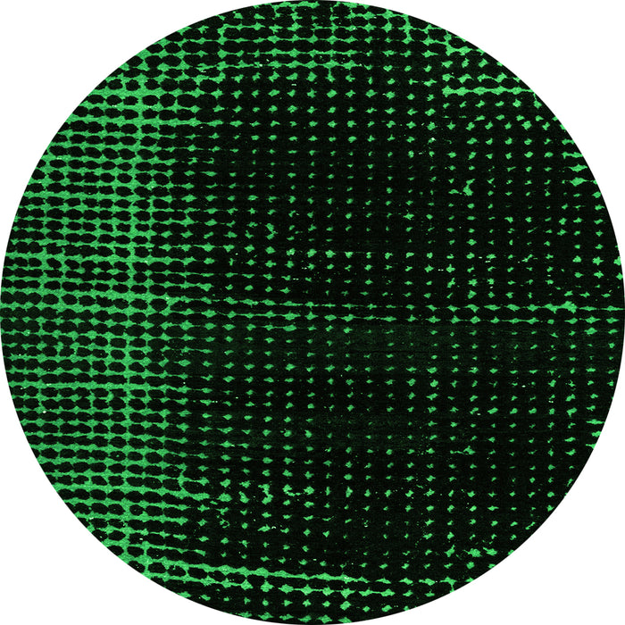 Round Abstract Green Modern Rug, abs4397grn