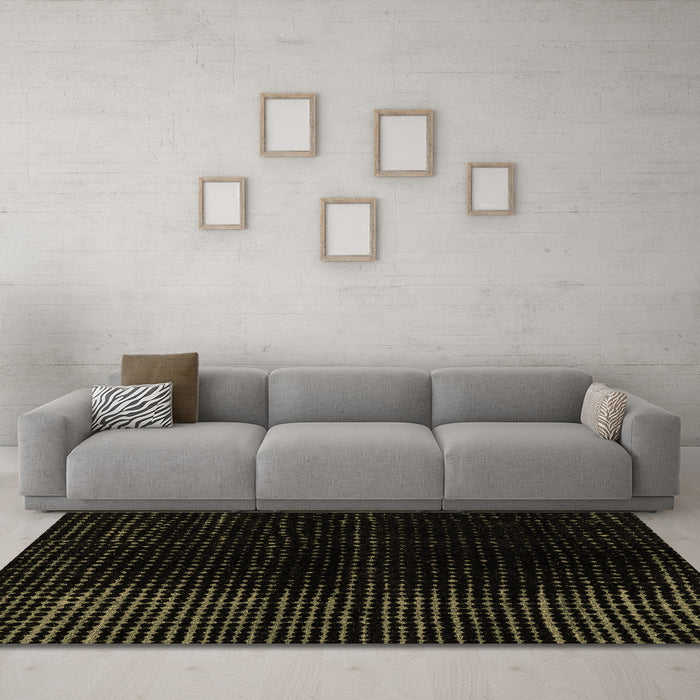 Machine Washable Abstract Brown Modern Rug in a Living Room,, wshabs4398brn