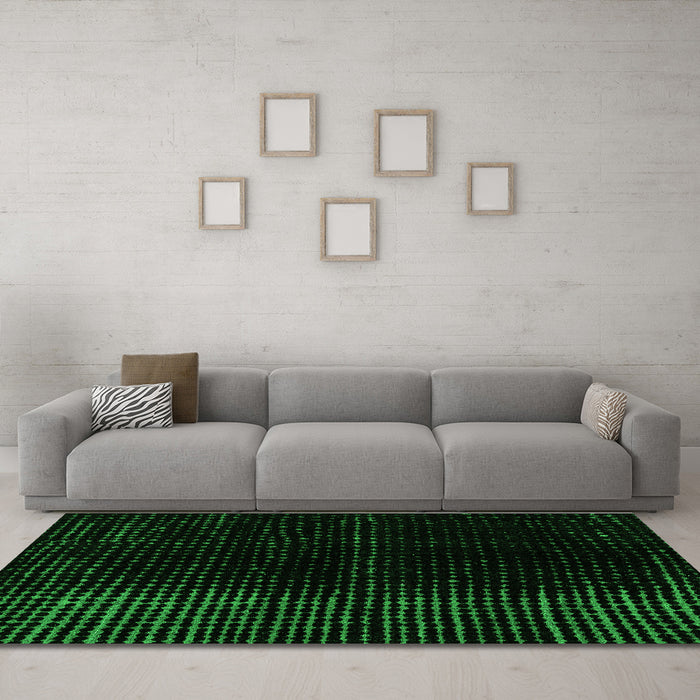 Machine Washable Abstract Green Modern Area Rugs in a Living Room,, wshabs4398grn