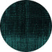 Round Machine Washable Abstract Turquoise Modern Area Rugs, wshabs4398turq