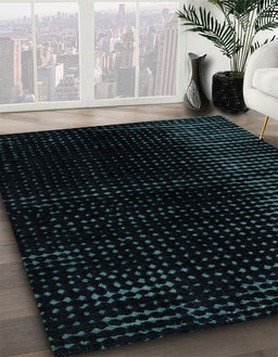 Abstract Black Modern Rug in Family Room, abs4398