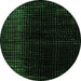 Round Abstract Emerald Green Modern Rug, abs4398emgrn