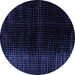 Round Abstract Blue Modern Rug, abs4398blu