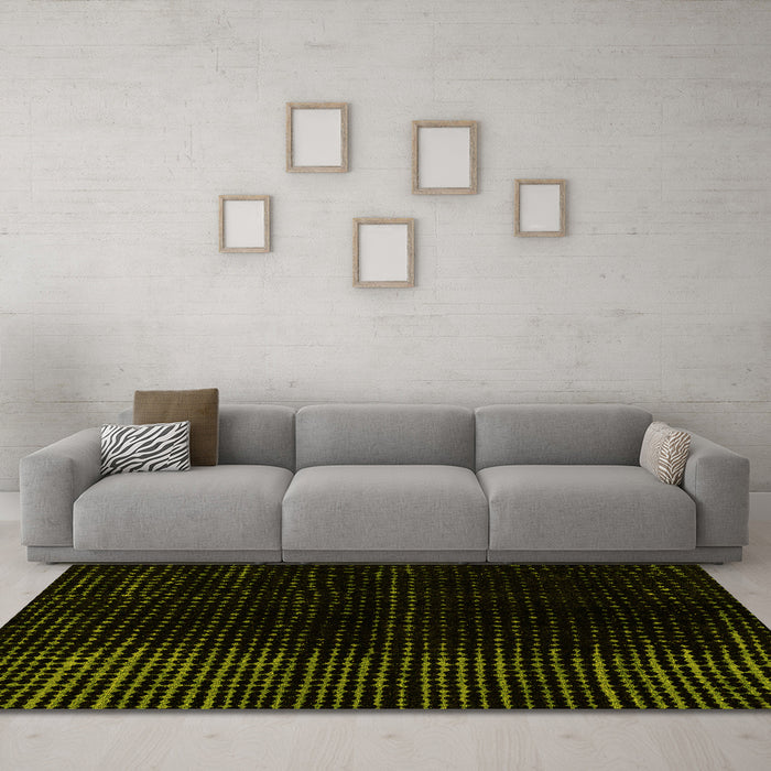 Machine Washable Abstract Yellow Modern Rug in a Living Room, wshabs4398yw