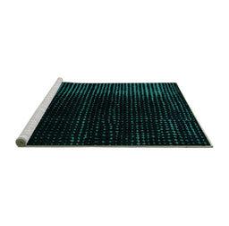 Sideview of Machine Washable Abstract Turquoise Modern Area Rugs, wshabs4398turq