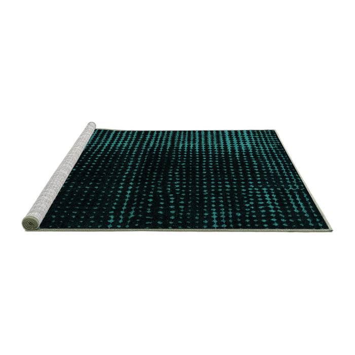 Sideview of Machine Washable Abstract Turquoise Modern Area Rugs, wshabs4398turq