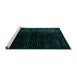 Sideview of Machine Washable Abstract Turquoise Modern Area Rugs, wshabs4398turq