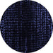 Round Machine Washable Abstract Blue Modern Rug, wshabs4399blu