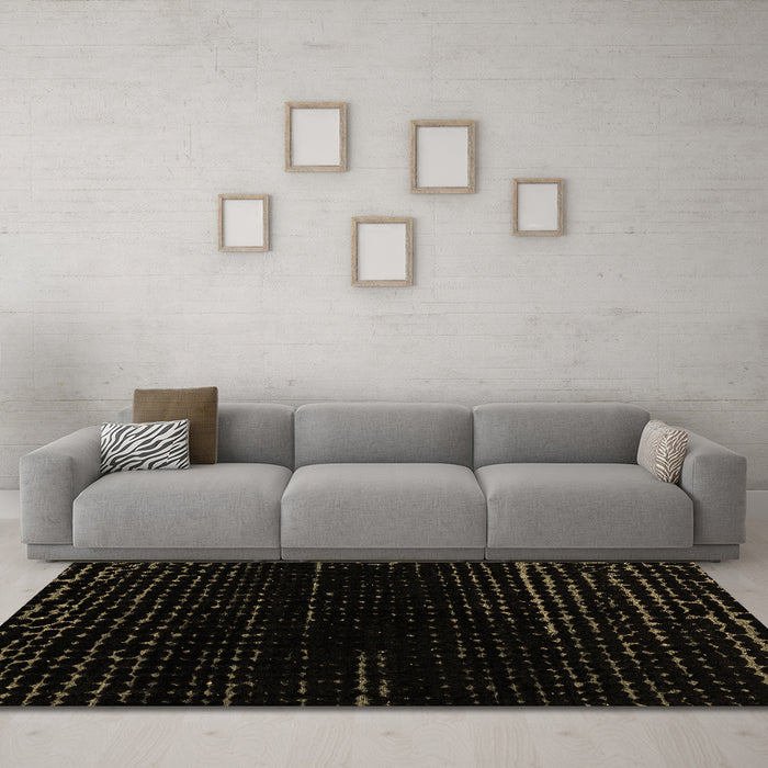 Machine Washable Abstract Brown Modern Rug in a Living Room,, wshabs4399brn